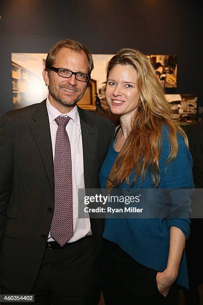 Matt Petersen, Sustainability Chief City of Los Angeles and Justine Musk pose at the Annenberg Space for Photography Opening Reception for "Sink or...