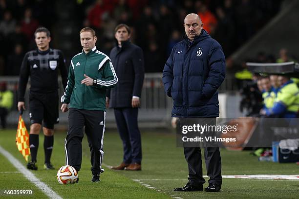 Coach Stanislav Cherchesov of Dinamo Moscow during the UEFA Europa League group match between PSV Eindhoven and Dinamo Moscow on December 11, 2014 at...