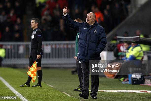 Coach Stanislav Cherchesov of Dinamo Moscow during the UEFA Europa League group match between PSV Eindhoven and Dinamo Moscow on December 11, 2014 at...