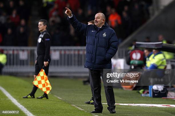 Coach Stanislav Cherchesov of Dinamo Moscow during the UEFA Europa League group match between PSV Eindhoven and Dinamo Moscow on December 11, 2014 at...