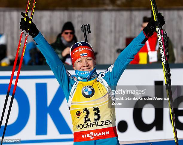 Kaisa Makarainen of Finland competes during the IBU Biathlon World Cup Men's and Women's Sprint on December 12, 2014 in Hochfilzen, Austria.