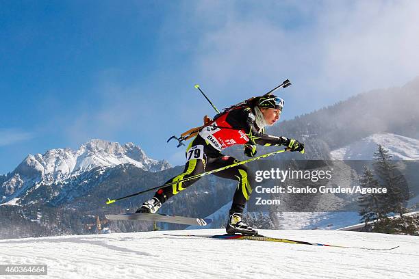 Justine Braisaz of France competes during the IBU Biathlon World Cup Men's and Women's Sprint on December 12, 2014 in Hochfilzen, Austria.