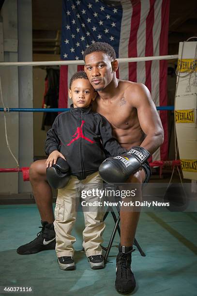 Boxer Danny Jacobs and his 3-year-old son Nathaniel Jacobs photographed at the Starrett City Boxing Club in Brooklyn. This time last year, Jacobs was...