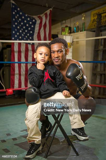 Boxer Danny Jacobs and his 3-year-old son Nathaniel Jacobs photographed at the Starrett City Boxing Club in Brooklyn. This time last year, Jacobs was...