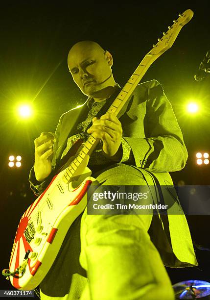 Billy Corgan of The Smashing Pumpkins performs in advance of the band's "Day for Night" release at The Warfield Theater on December 11, 2014 in San...