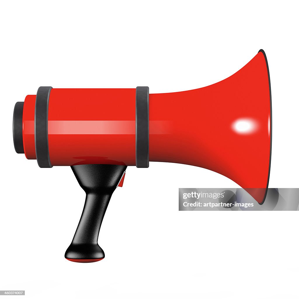 A red megaphone on white background