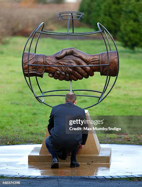 Prince William, Duke of Cambridge lays a wreath as he attends the dedication ceremony for the Football Remembers Memorial to commemorate the 1914...