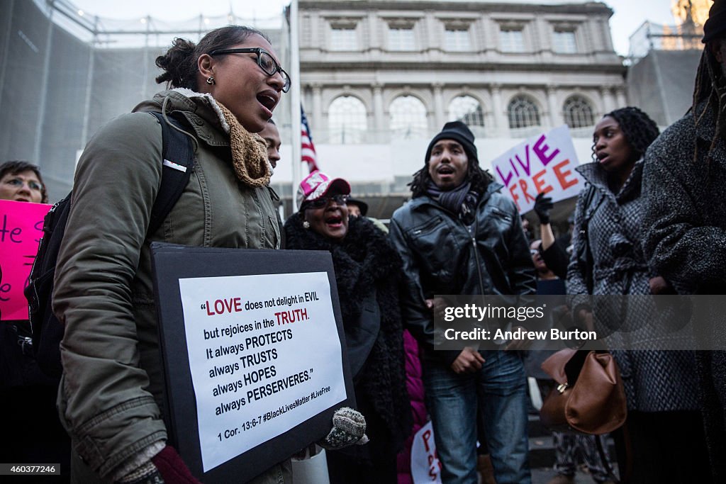 Protest At NYC's City Hall Against Grand Jury Decision In Eric Garner Case