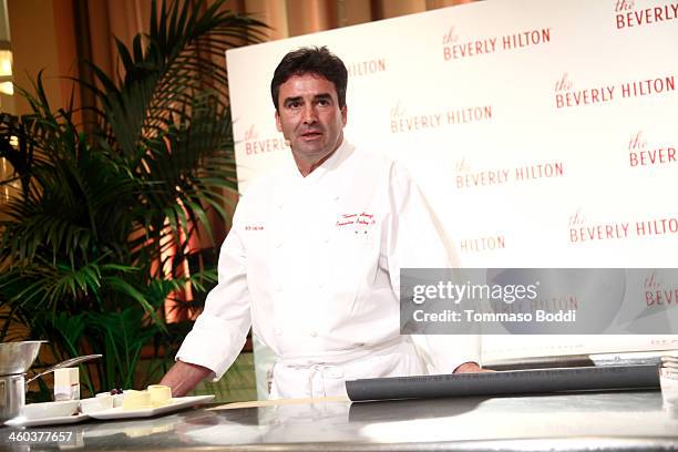 Executive Pastry Chef at The Beverly Hilton Thomas Henzi attends the Beverly Hilton unveils menu for 71st annual Golden Globes held at The Beverly...