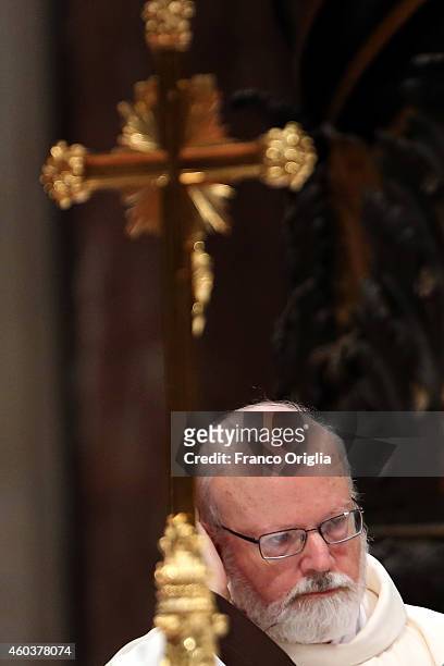 Franciscan Cardinal Sean Patrick O'Malley attends an Eucharist celebration at the St. Peter's Basilica held by Pope Francis on December 12, 2014 in...