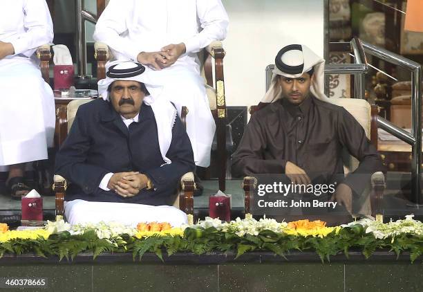 The Emir of Qatar, Sheikh Hamad bin Khalifa Al Thani and Nasser Al-Khelaifi, president of PSG and the Qatar Tennis Federation attend the semi-finals...