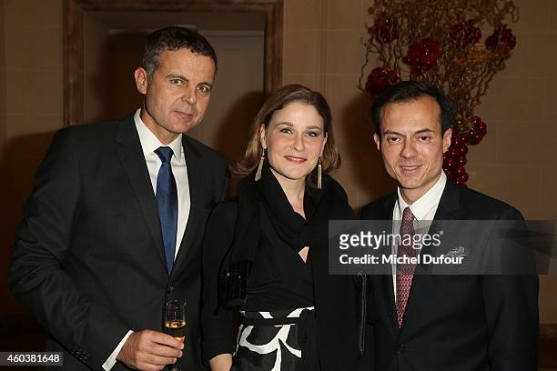 Christian Streib, Hala Gorani and Stephane Ruffier Meray attend the Children For Peace Gala at Cercle Interallie on December 12, 2014 in Paris,...
