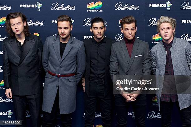 Harry Styles, Liam Payne, Zayn Malik, Louis Tomlinson and Niall Horan of One Direction attend the 40 Principales Awards 2014 photocall at the...