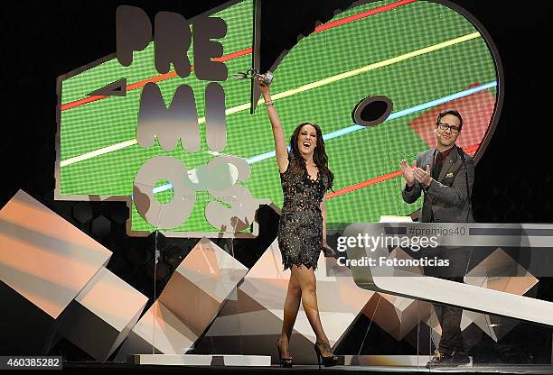 Singer Malu receives a '40 Principales Award' at the Palacio de los Deportes on December 12, 2014 in Madrid, Spain.