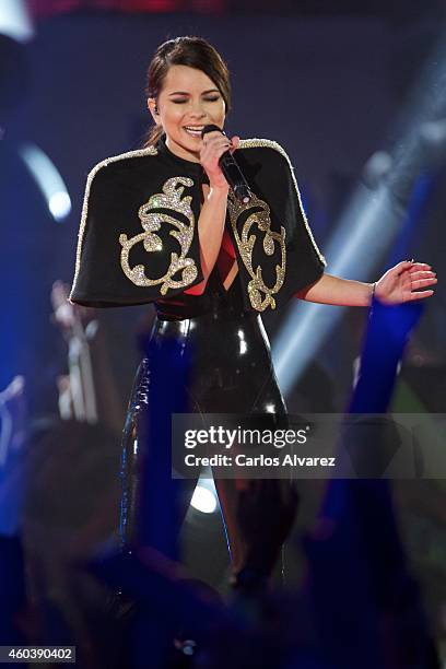 Singer Inna performs on stage during the "40 Principales" awards 2013 ceremony at the Barclaycard Center on December 12, 2014 in Madrid, Spain.