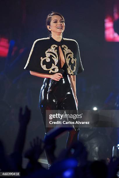 Singer Inna performs on stage during the "40 Principales" awards 2013 ceremony at the Barclaycard Center on December 12, 2014 in Madrid, Spain.