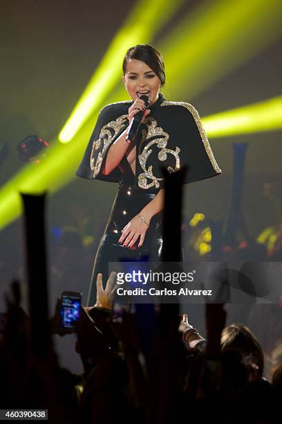 Singer Inna performs on stage during the "40 Principales" awards 2013 ceremony at the Barclaycard Center on December 12, 2014 in Madrid, Spain.