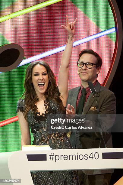 Spanish singer Malu receives an 40 Principales award during the "40 Principales" awards 2013 ceremony at the Barclaycard Center on December 12, 2014...