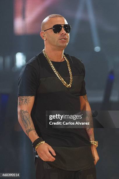 Singer Wisin performs on stage during the "40 Principales" awards 2013 ceremony at the Barclaycard Center on December 12, 2014 in Madrid, Spain.