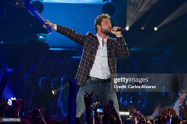 Spanish singer David Bisbal performs on stage during the "40 Principales" awards 2013 ceremony at the Barclaycard Center on December 12, 2014 in...