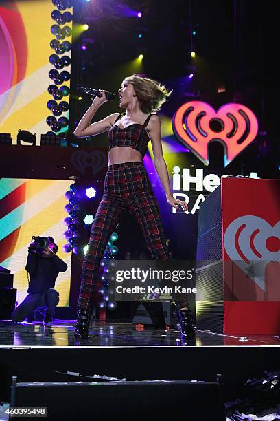 Taylor Swift performs onstage during iHeartRadio Jingle Ball 2014, hosted by Z100 New York and presented by Goldfish Puffs at Madison Square Garden...