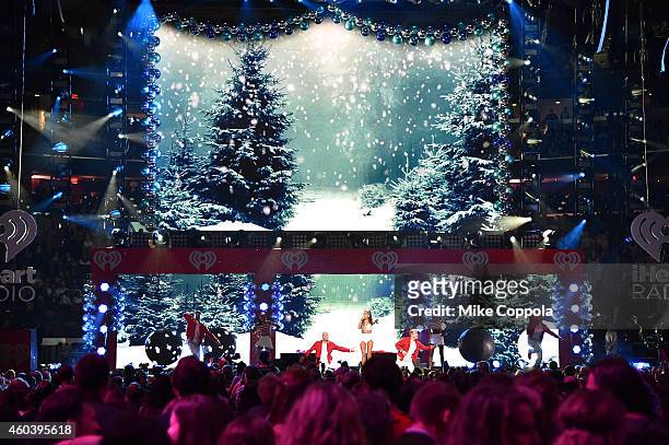 Ariana Grande performs onstage during iHeartRadio Jingle Ball 2014, hosted by Z100 New York and presented by Goldfish Puffs at Madison Square Garden...