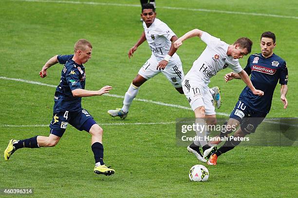 Michael McGlinchey of the Phoenix controls the ball during the round 11 A-League match between Wellington Phoenix and Central Coast Mariners at Eden...