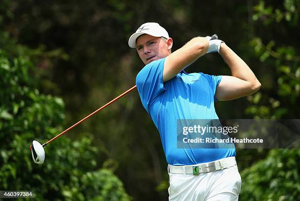 Lasse Jensen of Denmark during the second round of the Alfred Dunhill Championship at Leopard Creek Country Golf Club on December 12, 2014 in...