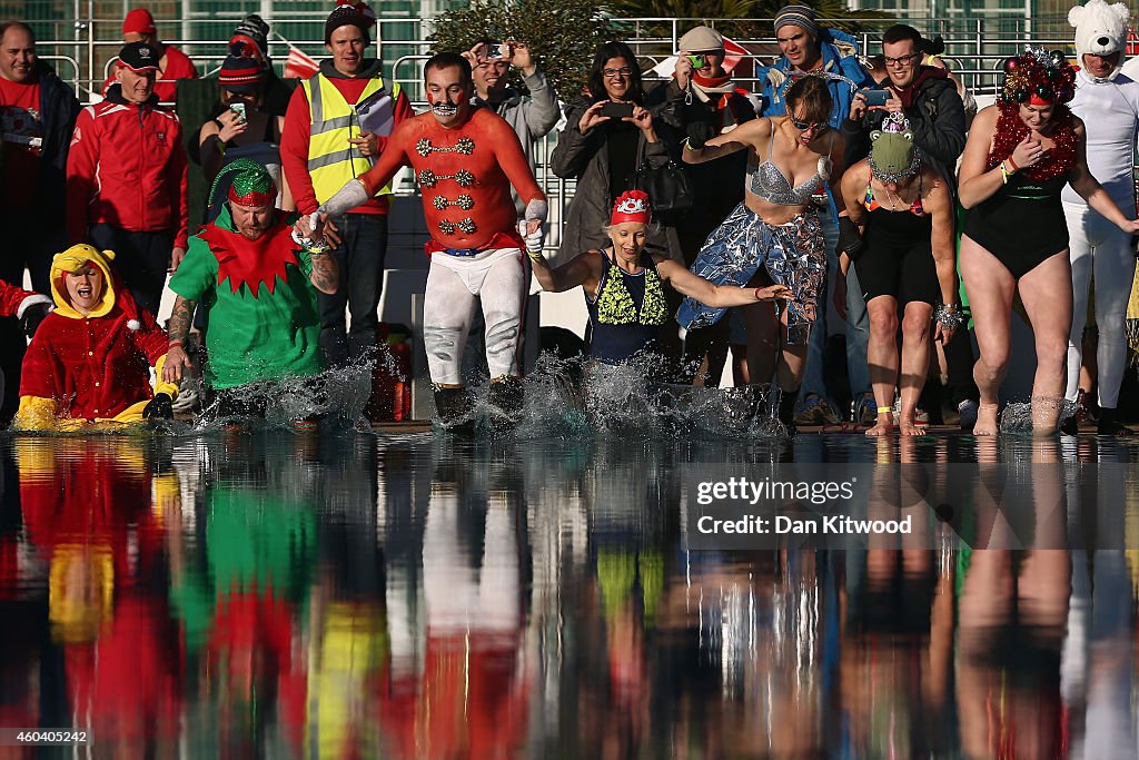 Swimmers Dress Up For The Annual 'December Dip'