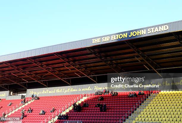 General view of the new Sir Elton John Stand during the Sky Bet Championship match between Watford and Wigan Athletic at Vicarage Road on December...