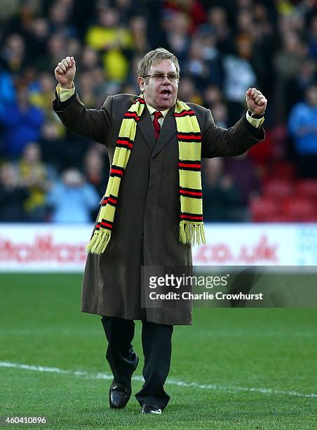 Honorary Life President Sir Elton John in attendance for the unveiling of 'The Sir Elton John stand' during the Sky Bet Championship match between...
