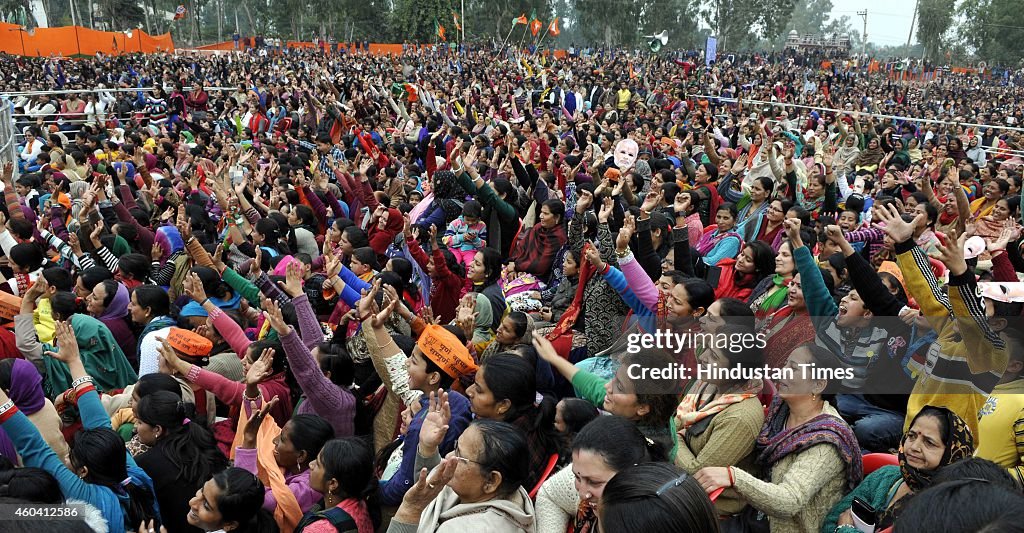 Prime Minister Narendra Modi Addresses An Election Rally In Jammu