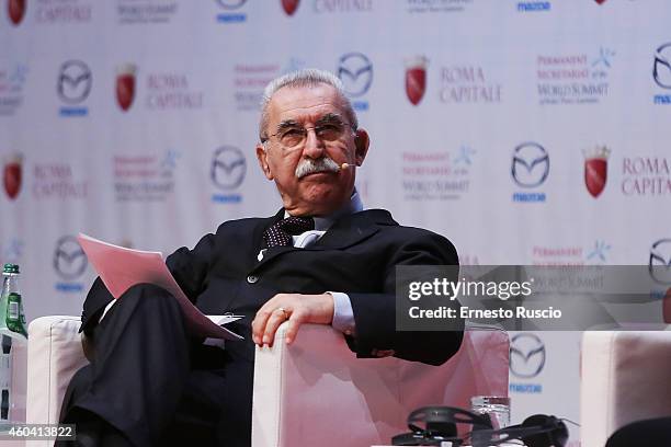 Giulietto Chiesa attends the 14th World Summit of Nobel Peace Laureates at Auditorium Parco Della Musica on December 13, 2014 in Rome, Italy.