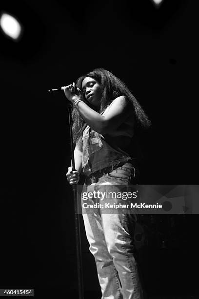 Singer/songwriter "SZA" in concert at Club Nokia on December 12, 2014 in Los Angeles, California.