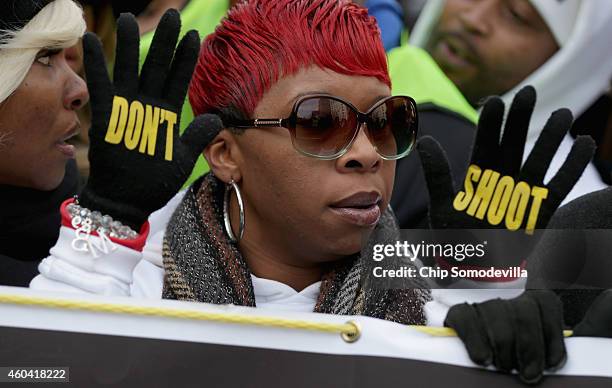 Lesley McSpadden, mother of police shooting victim Michael Brown helps lead the "Justice For All" rally and march in the nation's capital against...