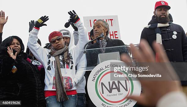 Samaira Rice, the mother of Tamir Rice; Lesley McSpadden, the mother of Michael Brown Jr; Rev. Al Sharpton and Michael Brown Sr., the father of...