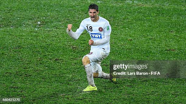 Iacopo La Rocca of WS Wanderers FC celebrates after scoring his teams first goal during the FIFA Club World Cup Quarter Final match between Cruz Azul...