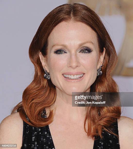 Actress Julianne Moore arrives at the Los Angele Premiere "The Hunger Games: Mockingjay Part 1" at Nokia Theatre L.A. Live on November 17, 2014 in...