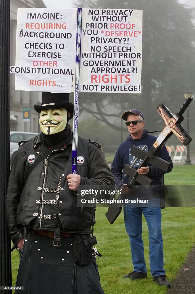 Gun Rights Activists Protest State's New Gun Buying Background Check Law