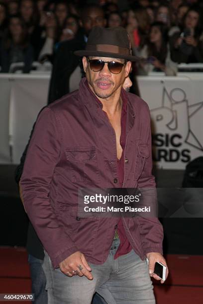 Didier Morville a.k.a. JoeyStarr arrives to attend the '16th NRJ Music Awards 2014' ceremony at Palais des Festivals on December 13, 2014 in Cannes,...