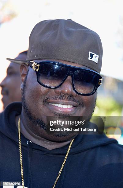 Worldstar Hip-Hop founder Lee "Q" O'Denat poses at Worldstar Foundation's 2nd Annual Skid Row Christmas Giveaway at Rotary House Homeless Shelter on...