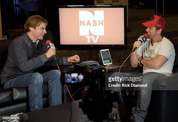 Recording Artist/NASH TV Stokes Nielson and Singer/Songwriter Kip Moore attends Red Carpet Radio Presented By Westwood One For The American County...