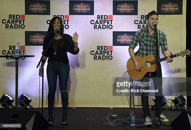 Recording Artists Mickey Guyton and Chris Always perform at Red Carpet Radio Presented By Westwood One For The American County Countdown Awards at...