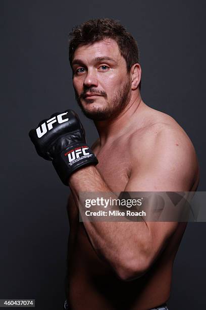 Matt Mitrione poses for a post fight portrait during the UFC Fight Night event at the U.S. Airways Center on December 13, 2014 in Phoenix, Arizona.