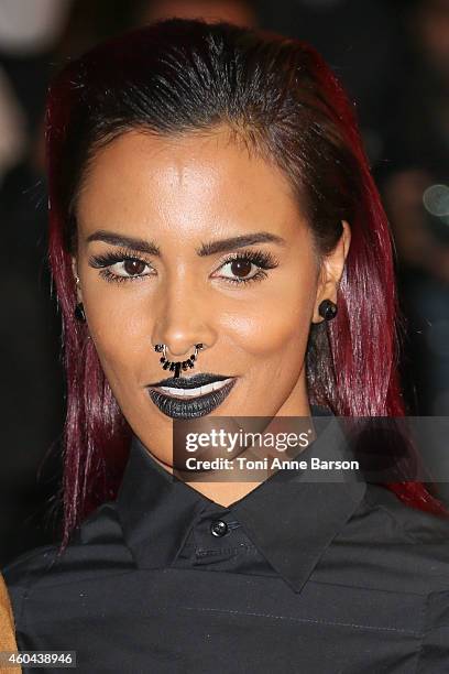 Shy'm arrives at the 16th NRJ Music Awards at the Palais des Festivals on December 13, 2014 in Cannes, France.
