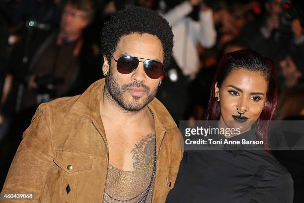 Lenny Kravitz and Shy'm arrive at the 16th NRJ Music Awards at the Palais des Festivals on December 13, 2014 in Cannes, France.