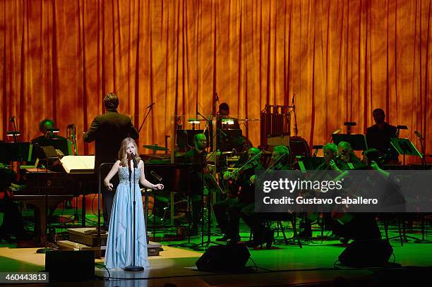 Jackie Evancho performs at Adrienne Arsht Center on January 3, 2014 in Miami, Florida.