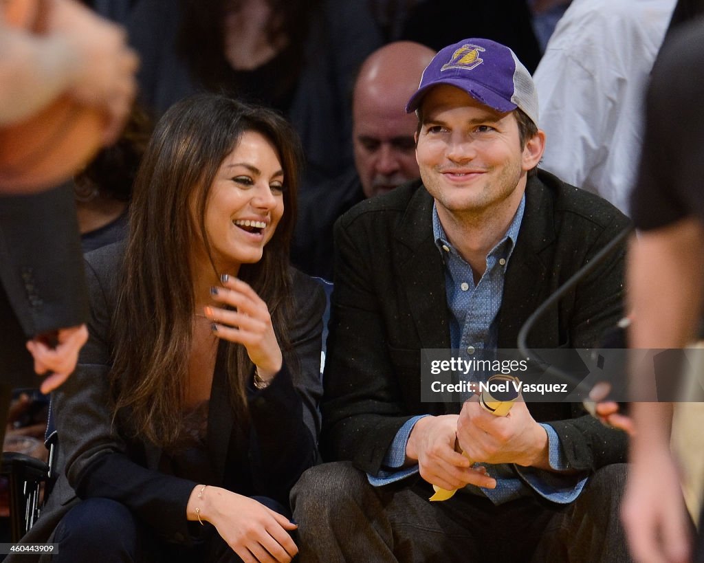 Celebrities At The Los Angeles Lakers Game