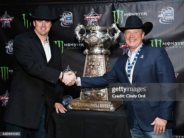 Player Bear Pascoe and Professional Bull Riders CEO, Jim Haworth attend The Professional Bull Riders 2014 Monster Energy Invitational VIP Party at...