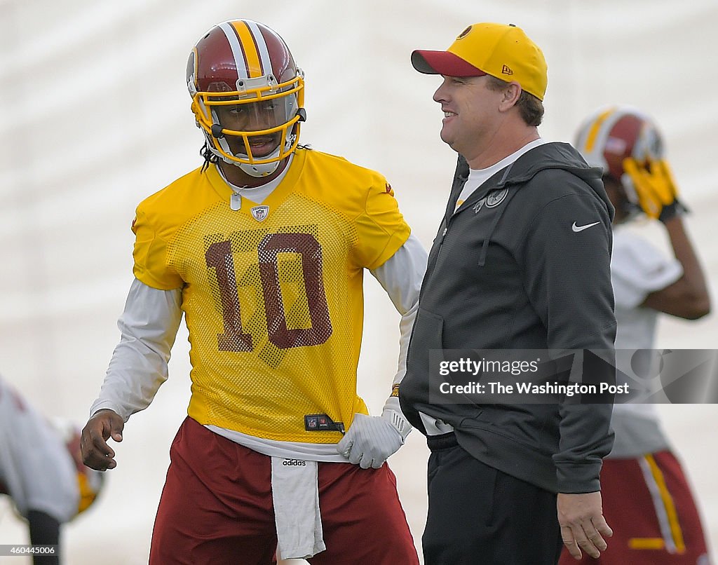 The Washington Redskins practice